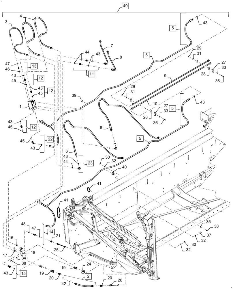 Схема запчастей Case IH 3162 - (88.058.12[06]) - HYDRAULIC SYSTEM, VERTICAL KNIFE, 35, 40, 45 FT (88) - ACCESSORIES