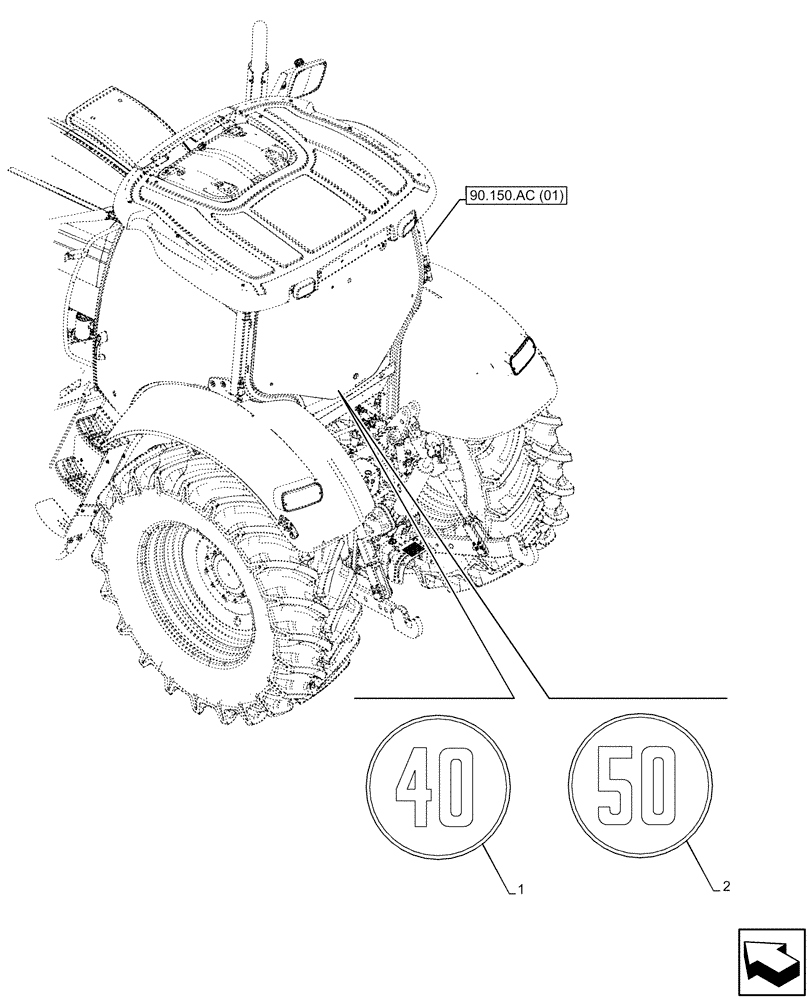 Схема запчастей Case IH PUMA 185 - (90.108.AC[11]) - DECAL, WARNING, SPEED LIMITER (90) - PLATFORM, CAB, BODYWORK AND DECALS