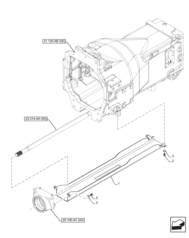 Схема запчастей Case IH PUMA 165 CVT - (23.314.AH[05]) - VAR - 391213 - 4WD FRONT AXLE, DRIVE SHAFT, SHIELD, W/O WATERPROOF (23) - FOUR WHEEL DRIVE SYSTEM