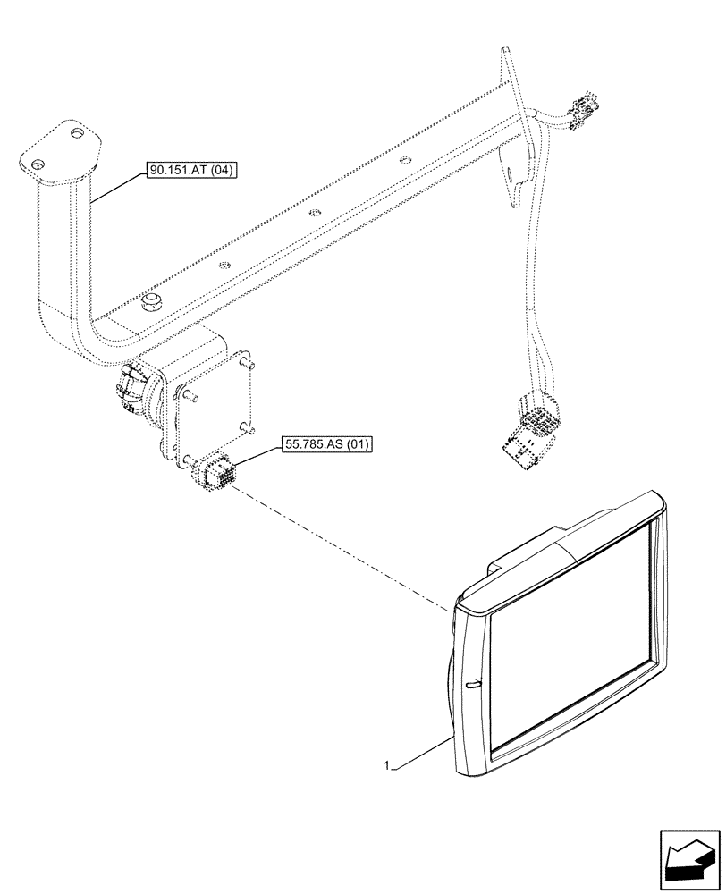 Схема запчастей Case IH PUMA 165 - (55.785.AR[01]) - VAR - 332922, 338336, 338337, 338338, 391360, 758156, 758157, 758158 - MONITOR (FRED), W/ AND W/O AUTOGUIDANCE (55) - ELECTRICAL SYSTEMS