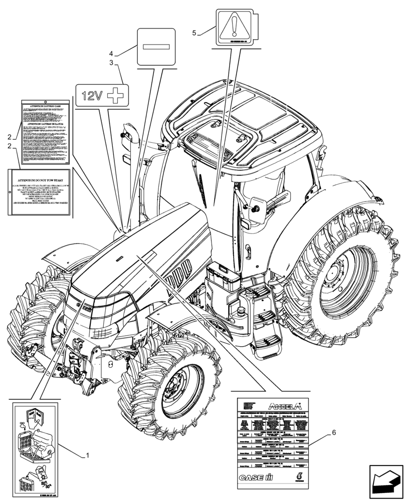 Схема запчастей Case IH PUMA 185 - (90.108.AA[03]) - DECALS, WARNING (90) - PLATFORM, CAB, BODYWORK AND DECALS