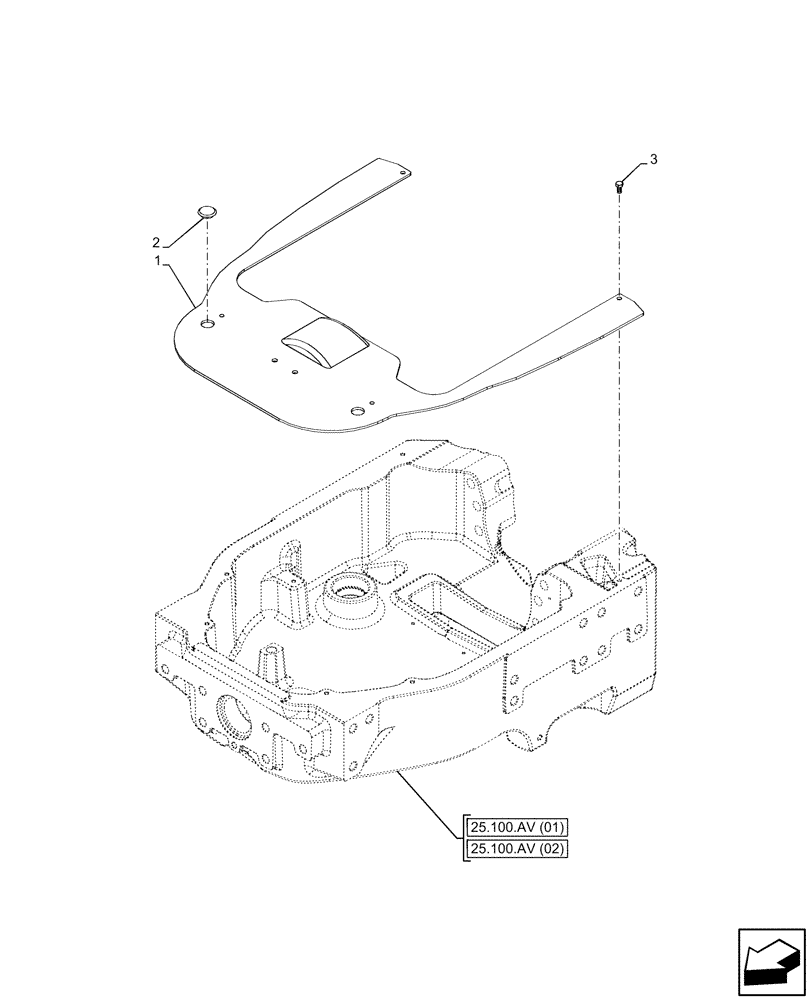 Схема запчастей Case IH PUMA 165 CVT - (25.100.AV[14]) - VAR - 758091, 758093, 758245, 758247 - FRONT AXLE SUPPORT, PLATE (25) - FRONT AXLE SYSTEM