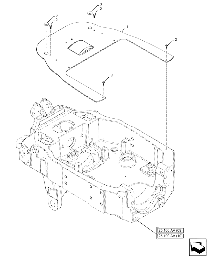 Схема запчастей Case IH PUMA 150 - (25.100.AV[12]) - VAR - 758091, 758093, 758245, 758247 - FRONT AXLE SUPPORT, PLATE (25) - FRONT AXLE SYSTEM