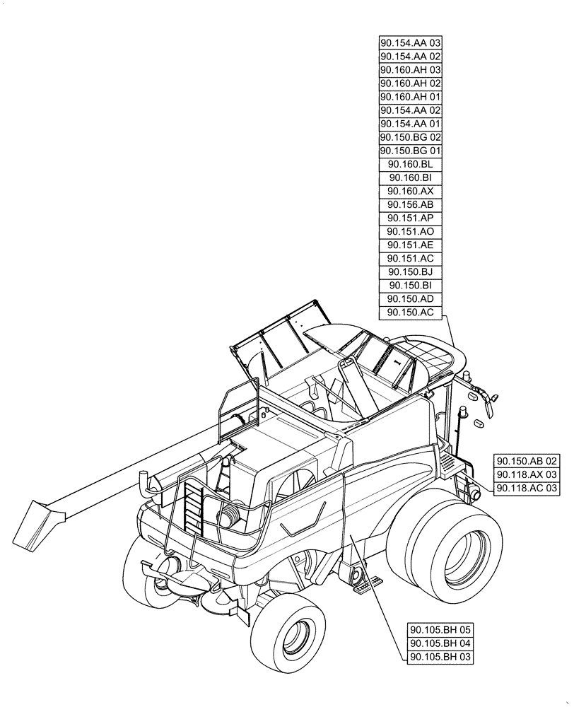 Схема запчастей Case IH 5140 - (90.000.00[02]) - SECTION INDEX - PLATFORM, CAB, BODYWORK AND DECALS (90) - PLATFORM, CAB, BODYWORK AND DECALS