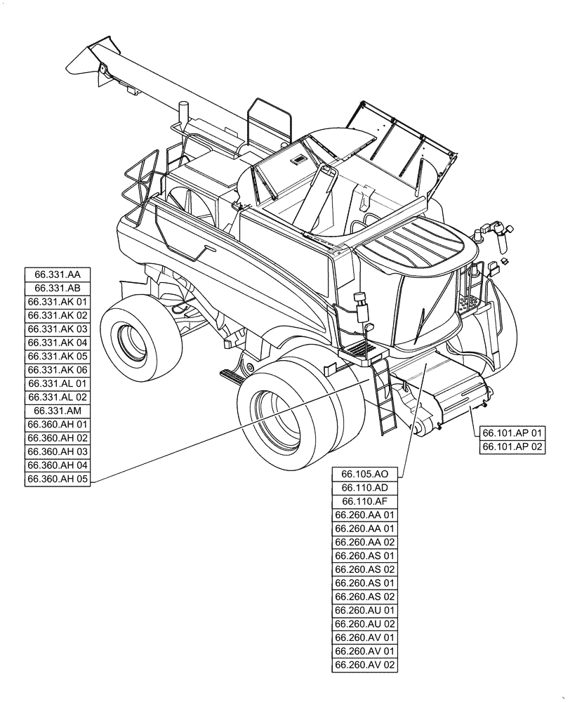 Схема запчастей Case IH 6140 - (66.000.00) - SECTION INDEX - THRESHING (66) - THRESHING