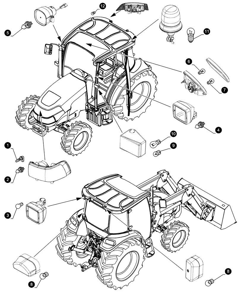 Схема запчастей Case IH FARMALL 65C - (05.100.04[04]) - MAINTENANCE PARTS - BULBS (05) - SERVICE & MAINTENANCE