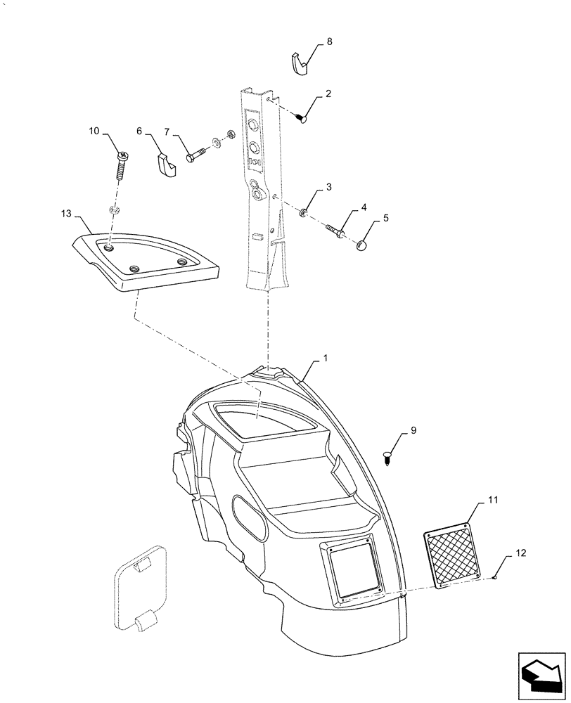 Схема запчастей Case IH PUMA 2304 - (90.160.BY[01]) - CONTROL COVER (90) - PLATFORM, CAB, BODYWORK AND DECALS