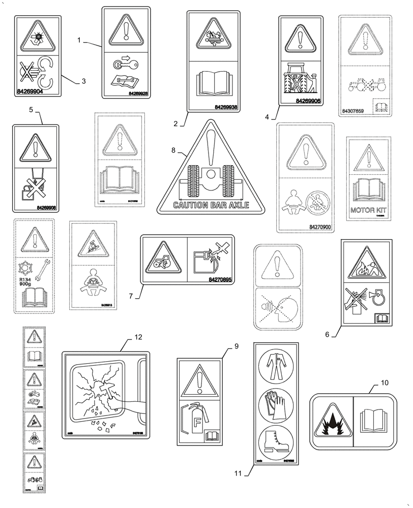 Схема запчастей Case IH PUMA 2304 - (90.108.AC[01]) - DECALS (90) - PLATFORM, CAB, BODYWORK AND DECALS