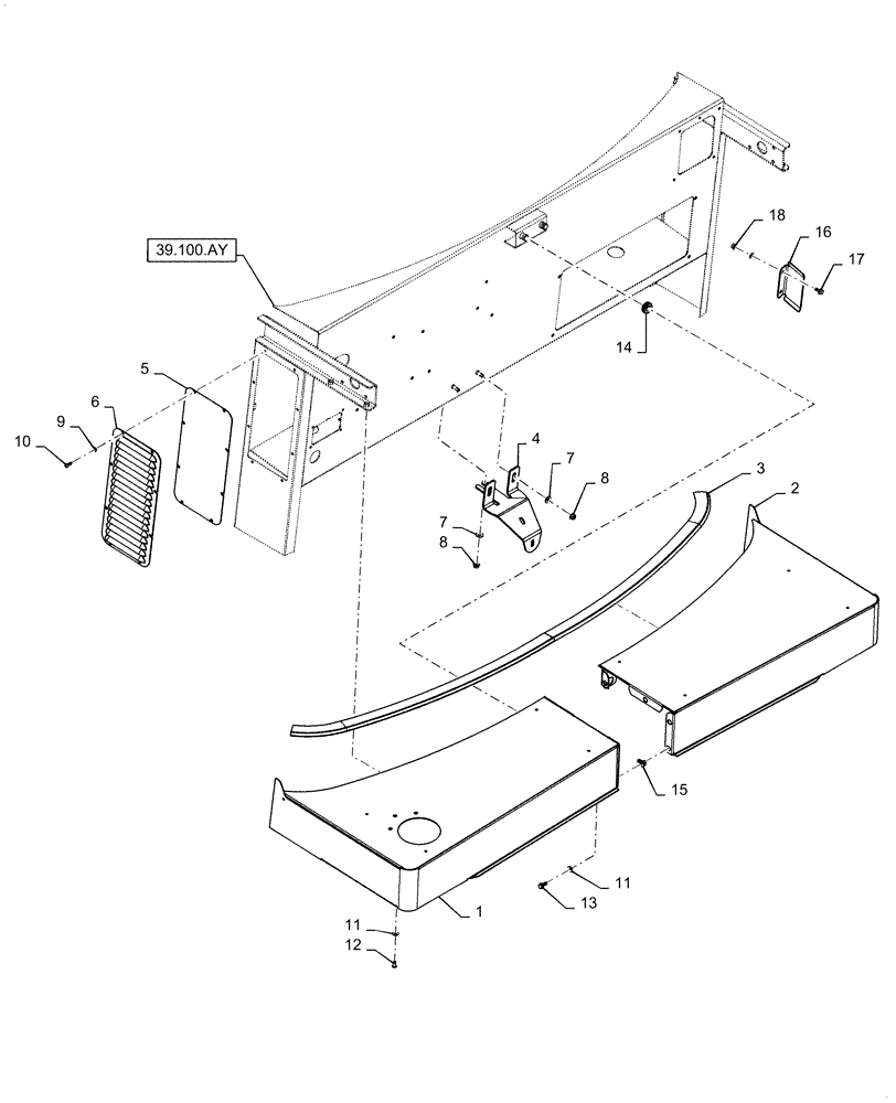 Схема запчастей Case IH WD1204 - (90.100.AU[01]) - HOOD, SHIELDING FRONT ASSY (90) - PLATFORM, CAB, BODYWORK AND DECALS