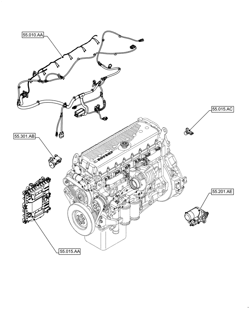Схема запчастей Case IH F3BE9684A H001 - (00.000.55) - PICTORIAL INDEX - ELECTRICAL SYSTEMS (00) - GENERAL & PICTORIAL INDEX
