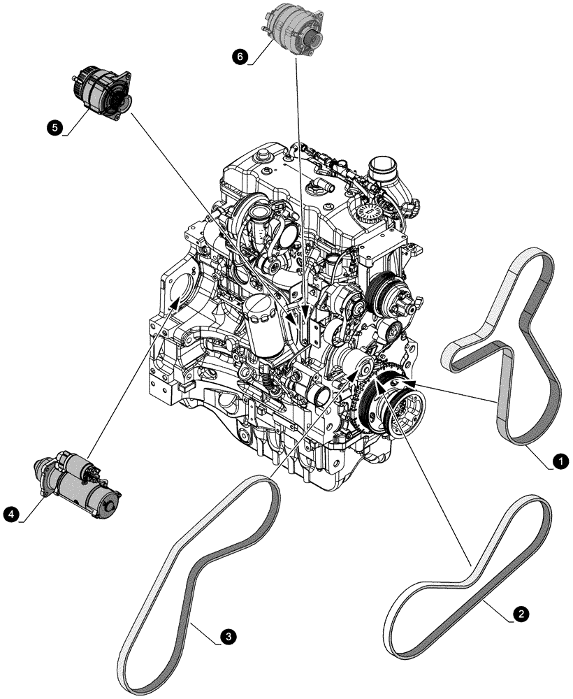Схема запчастей Case IH MAXXUM 115 - (05.100.04[02]) - MAINTENANCE PARTS - STARTER MOTOR, ALTERNATOR, BELTS (05) - SERVICE & MAINTENANCE