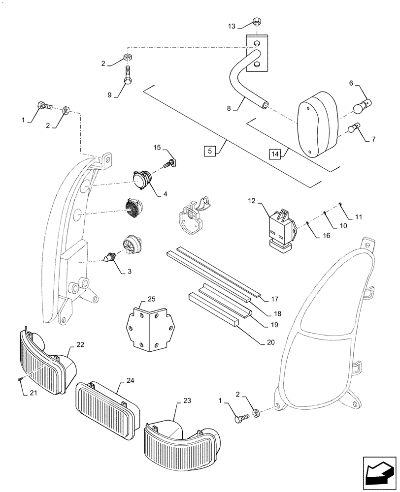 Схема запчастей Case IH PUMA 2304 - (55.404.BS[02]) - FRONT HEADLAMP, TURN SIGNAL INDICATOR (55) - ELECTRICAL SYSTEMS
