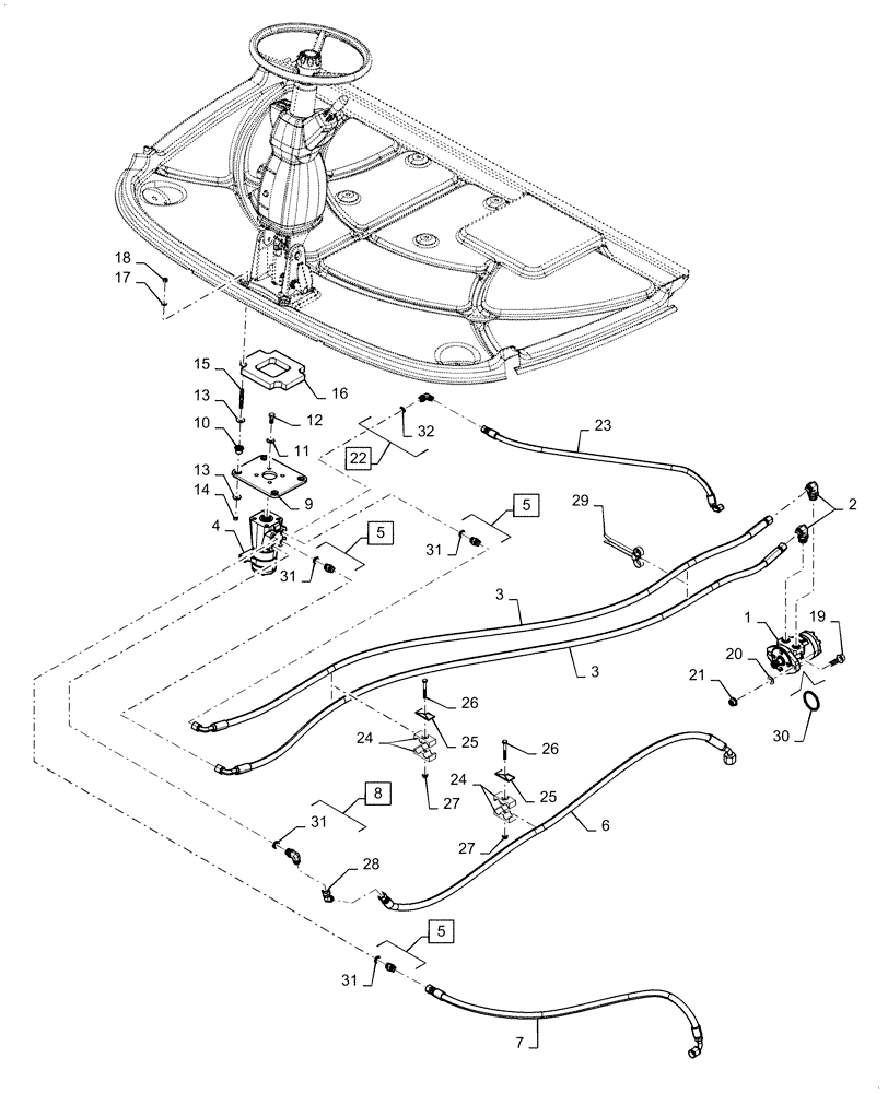Схема запчастей Case IH WD2304 - (41.200.AE[04]) - STEERING ASSY, HYDRAULIC, 6 CYLINDER HI SPEED (41) - STEERING