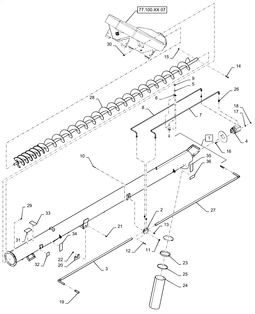 Схема запчастей Case IH 4765 - (77.100.XX[06]) - MANUAL AUGER TUBE 10 INCH 350/435/460 BUSHEL (77) - SEEDING/PLANTING