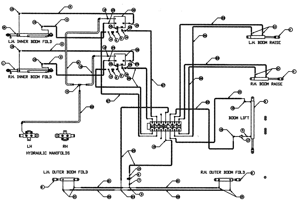Схема запчастей Case IH PATRIOT WT - (05-003) - HYDRAULIC PLUMBING - BOOMS (90) Hydraulic Plumbing