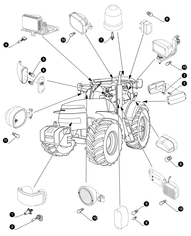 Схема запчастей Case IH PUMA 145 - (05.100.04[04]) - MAINTENANCE PARTS - BULBS (05) - SERVICE & MAINTENANCE