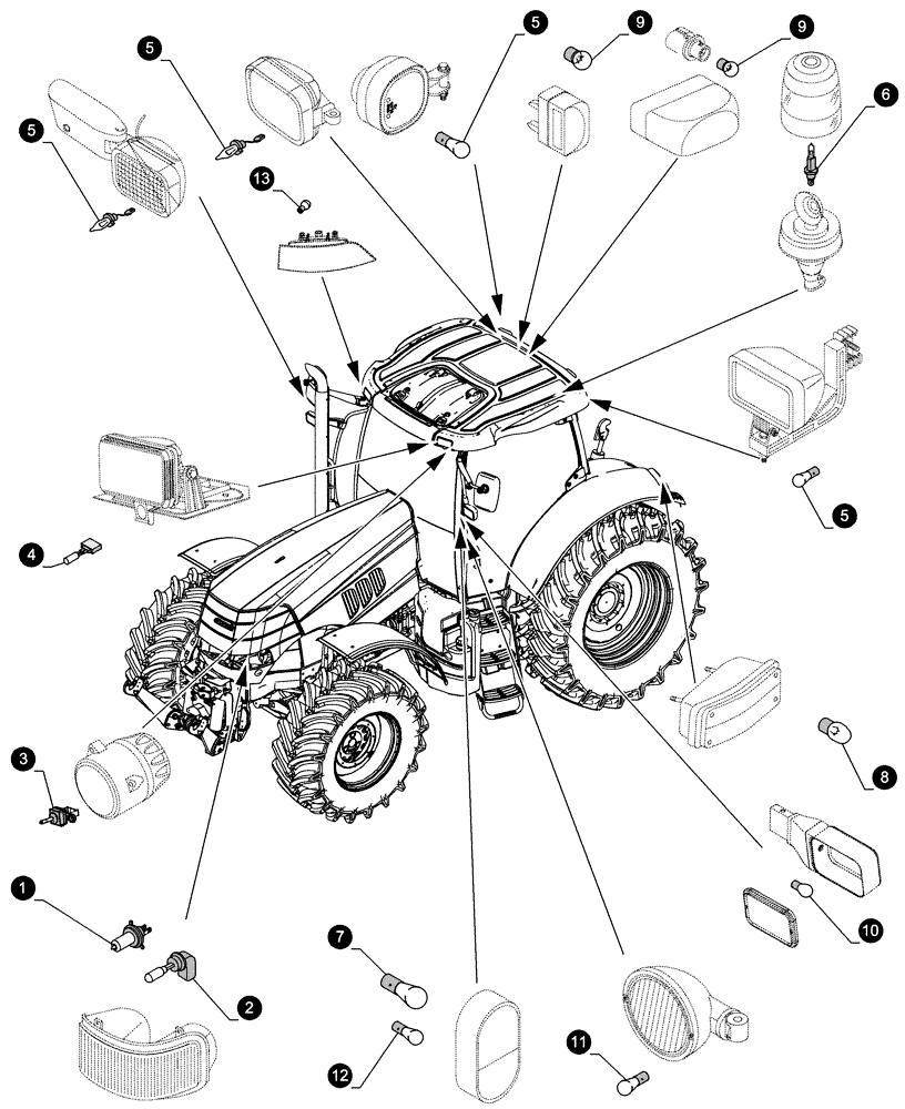 Схема запчастей Case IH PUMA 170 - (05.100.04[04]) - MAINTENANCE PARTS - BULBS (05) - SERVICE & MAINTENANCE