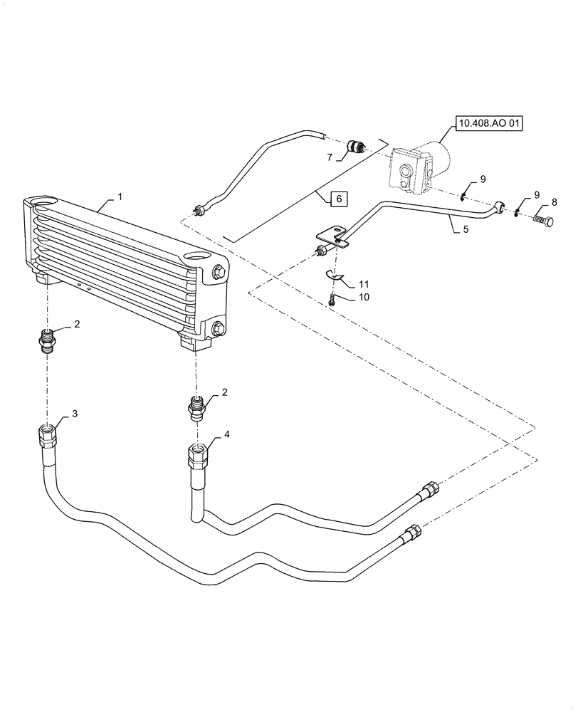 Схема запчастей Case IH FARMALL 30A - (21.109.AL[01]) - TRANSMISSION OIL COOLER, HST (21) - TRANSMISSION