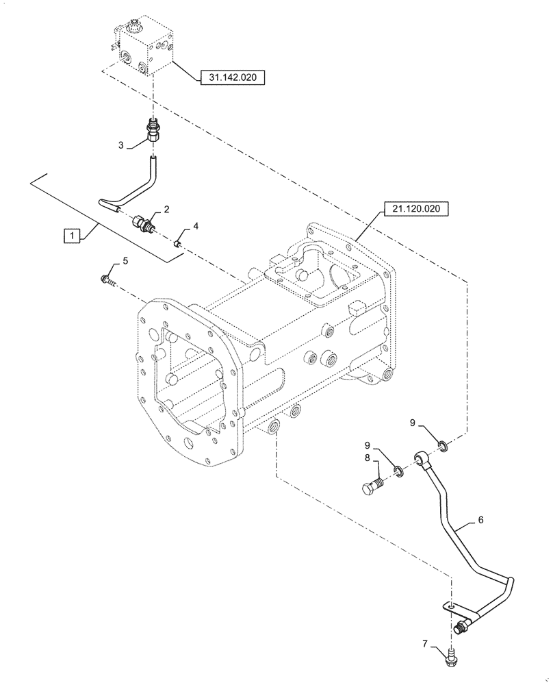 Схема запчастей Case IH FARMALL 30A - (31.120.AA[01]) - PTO, HYDRAULIC LINE, MECHANICAL (31) - IMPLEMENT POWER TAKE OFF