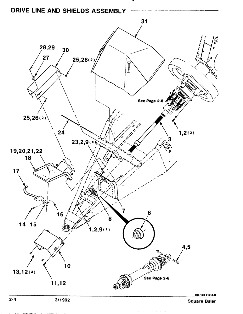 Схема запчастей Case IH 8570 - (2-04) - DRIVE LINE AND SHIELDS ASSEMBLY Driveline