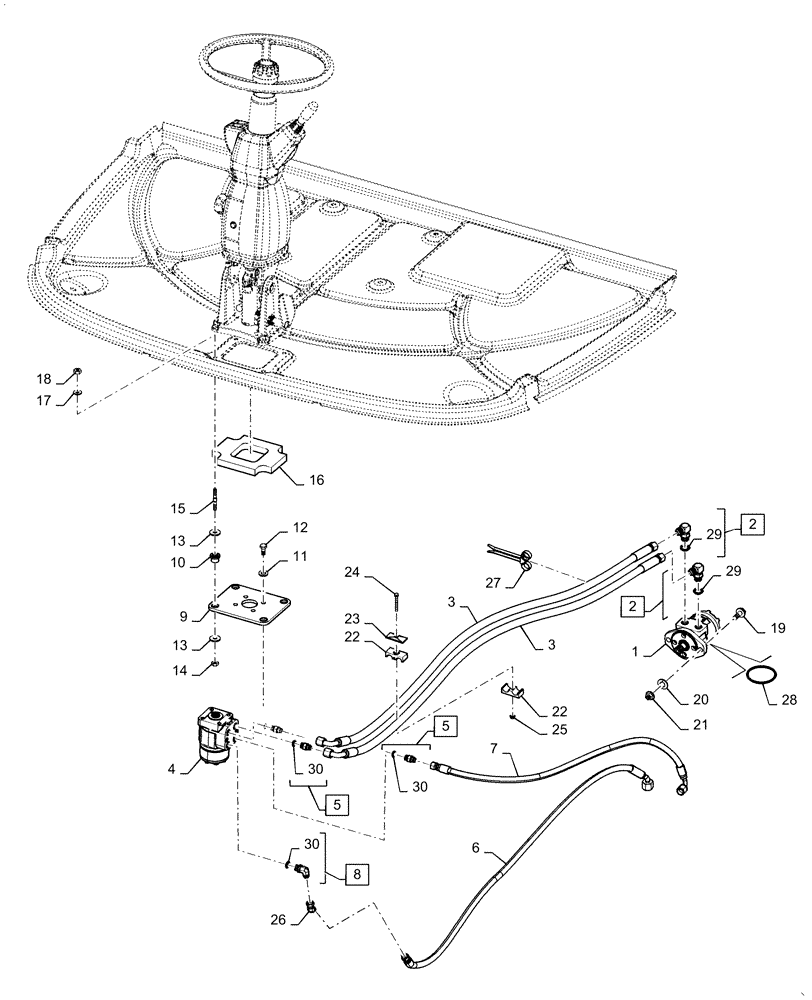 Схема запчастей Case IH WD2504 - (41.200.AE[03]) - STEERING ASSY, HYDRAULIC, 6 CYLINDER (41) - STEERING