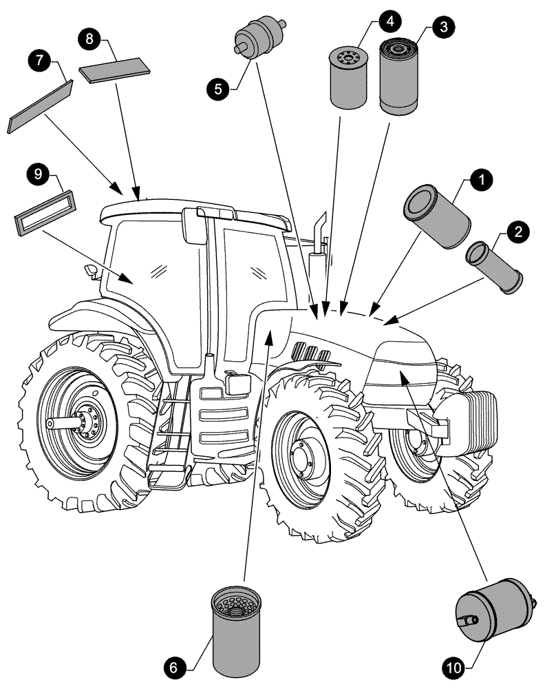 Схема запчастей Case IH MX100C - (00-40[01]) - MAINTENANCE PARTS - FILTERS (00) - PICTORIAL INDEX