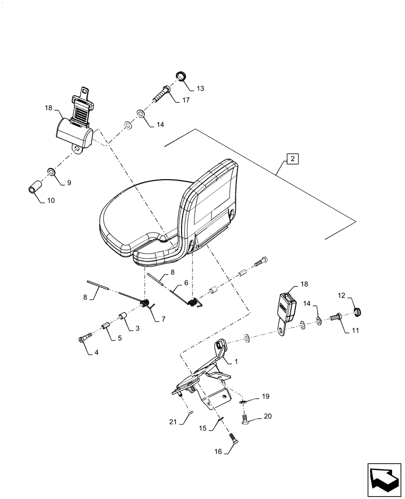 Схема запчастей Case IH 2240 - (90.151.AC[01]) - SEAT, INSTRUCTOR (90) - PLATFORM, CAB, BODYWORK AND DECALS