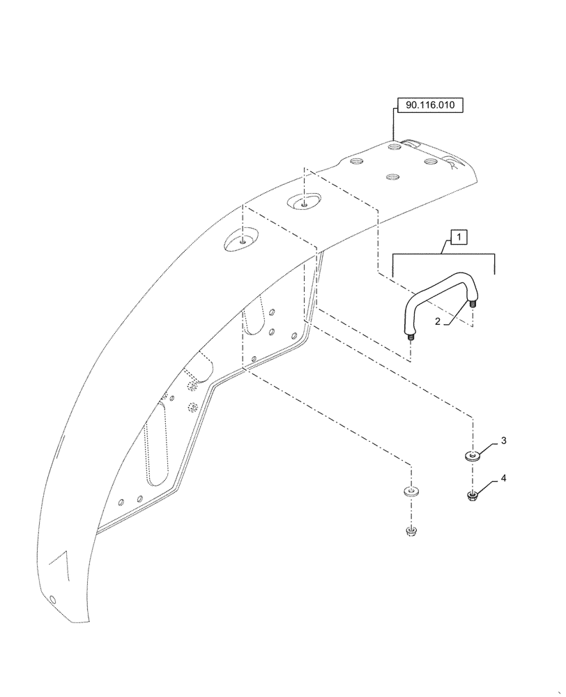 Схема запчастей Case IH FARMALL 40A - (90.116.020) - HANDLE (90) - PLATFORM, CAB, BODYWORK AND DECALS