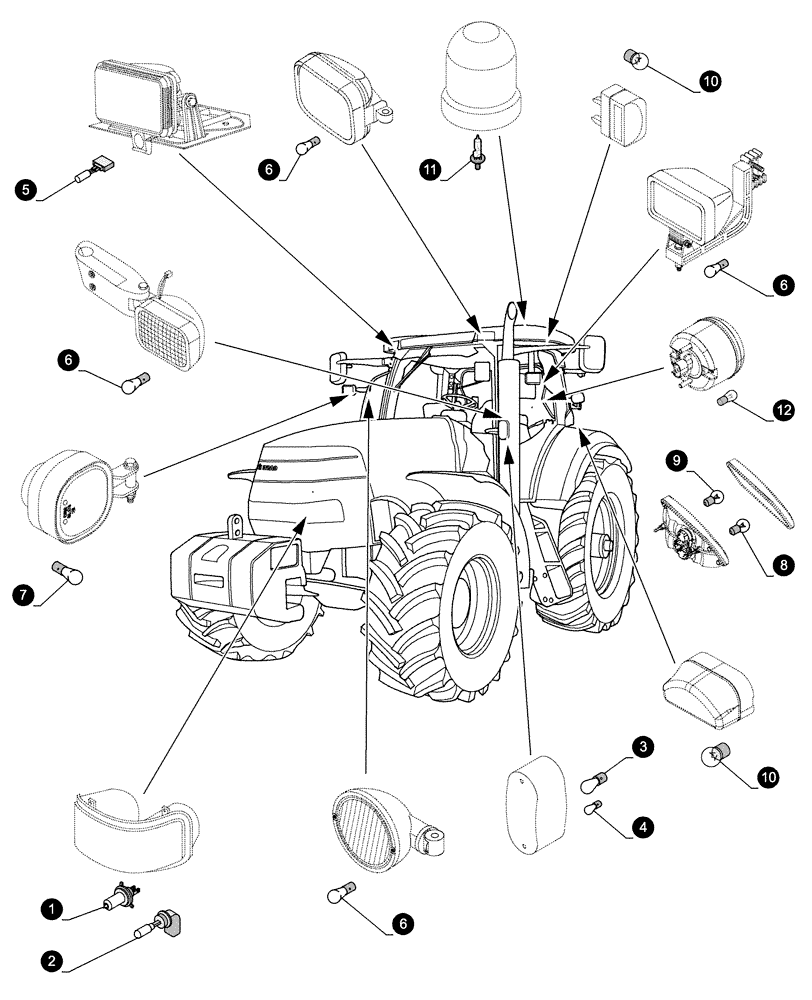 Схема запчастей Case IH PUMA 145 - (05.100.04[04]) - MAINTENANCE PARTS - BULBS (05) - SERVICE & MAINTENANCE