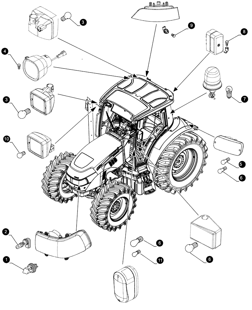 Схема запчастей Case IH FARMALL 115U - (05.100.04[04]) - MAINTENANCE PARTS - BULBS (05) - SERVICE & MAINTENANCE