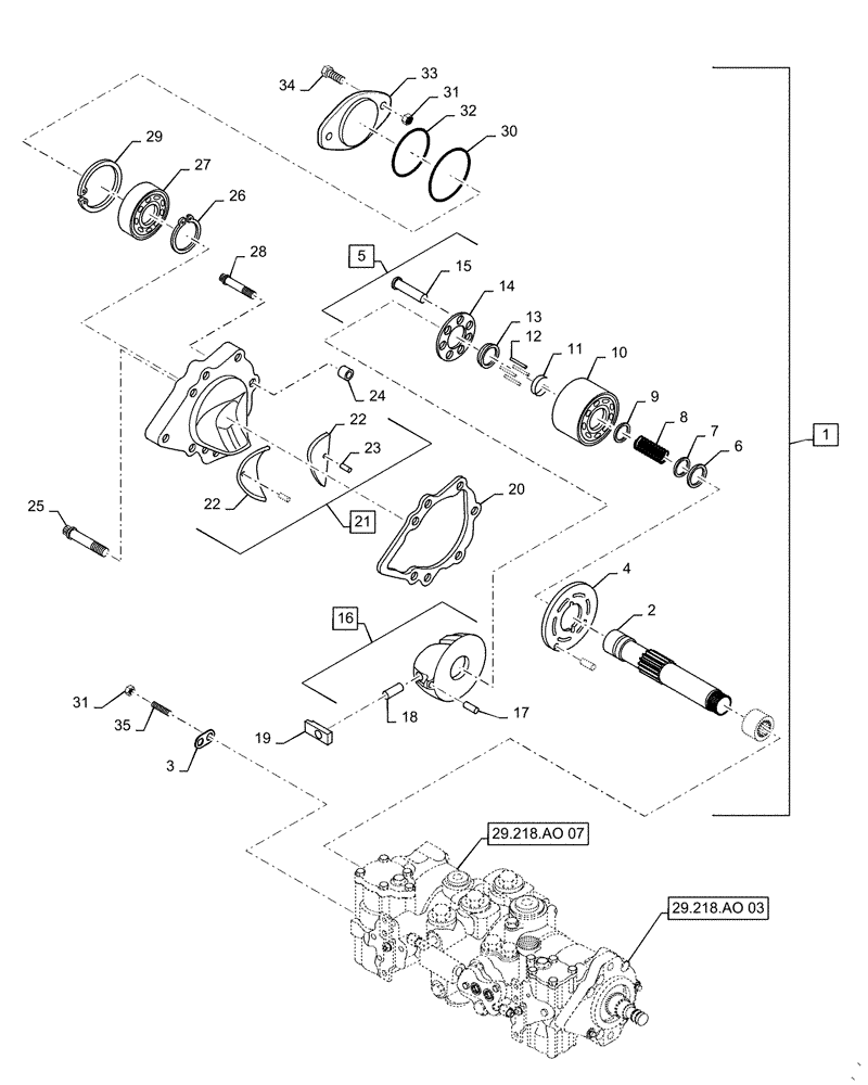 Схема запчастей Case IH TV380 - (29.218.AO[06]) - TANDEM HYDROSTATIC PUMP, MECHANICAL CONTROLS, REAR (SR250, SV300, TR320, TV380) (29) - HYDROSTATIC DRIVE