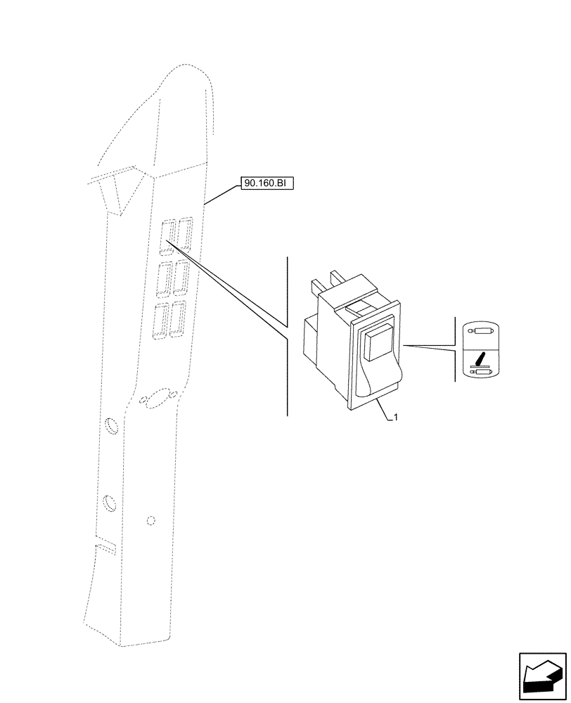 Схема запчастей Case IH PUMA 185 CVT - (55.512.CG[01]) - VAR - 391160, 391161 - HIGH CAPACITY HYDRAULIC SYSTEM CONTROL SWITCH (55) - ELECTRICAL SYSTEMS