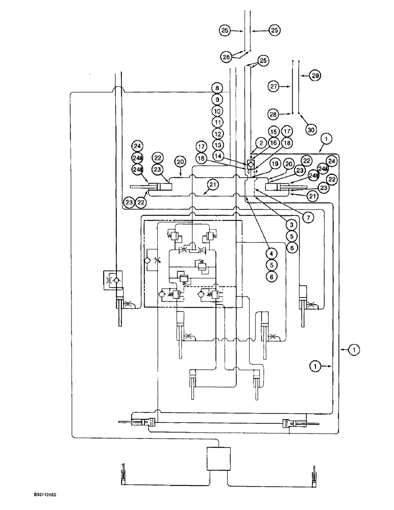 Схема запчастей Case IH 955 - (8-072) - HYDRAULIC SYSTEM, FERTILIZER FRAME HINGE, 8 ROW WIDE & 12 ROW NARROW VERTICAL FOLD (08) - HYDRAULICS