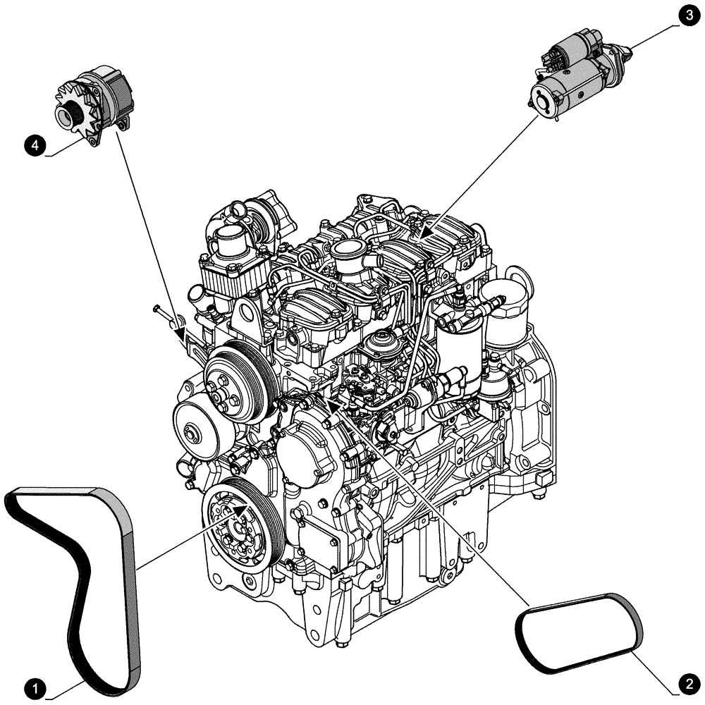 Схема запчастей Case IH FARMALL 65C - (05.100.04[02]) - MAINTENANCE PARTS - STARTER MOTOR, ALTERNATOR, BELTS (05) - SERVICE & MAINTENANCE
