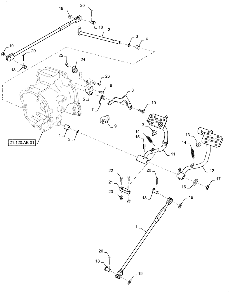 Схема запчастей Case IH FARMALL 30A - (33.120.AG[01]) - BRAKE PEDAL, MECHANICAL (33) - BRAKES & CONTROLS