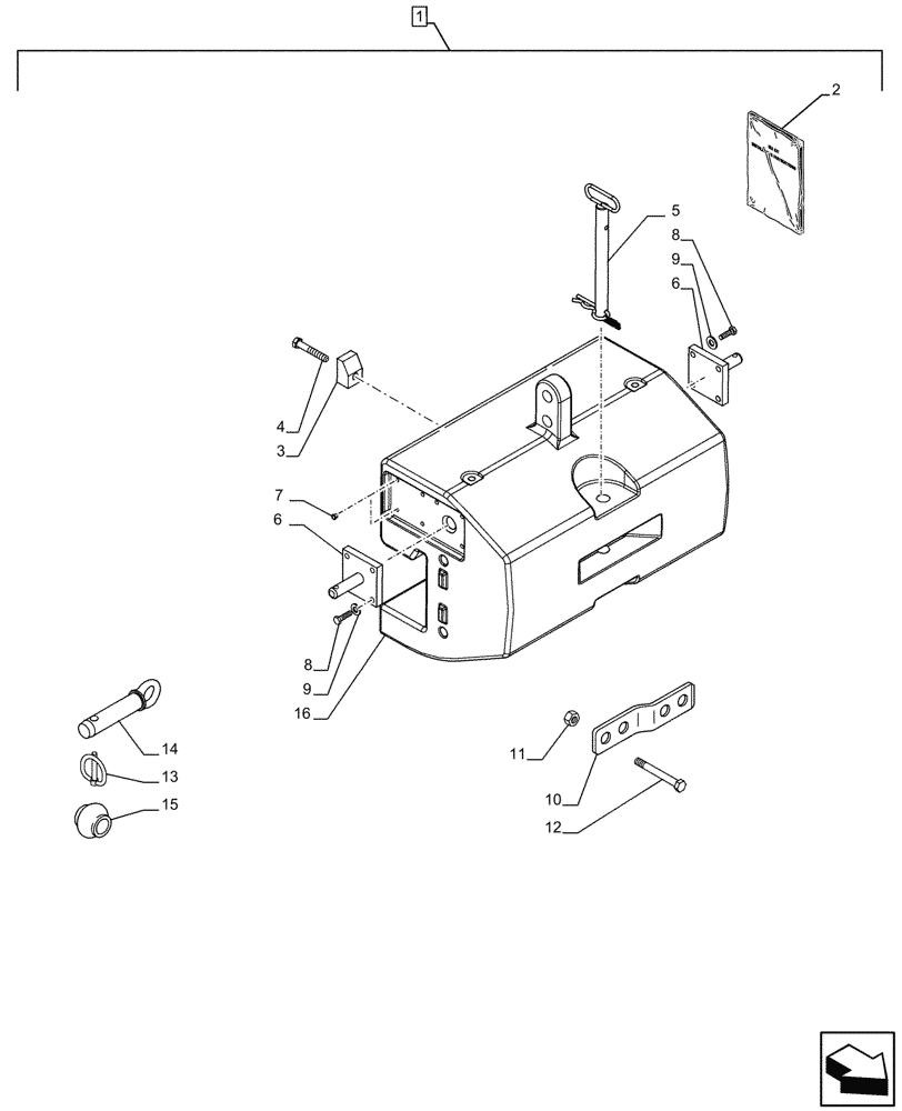 Схема запчастей Case IH MAXXUM 150 - (88.100.39[02]) - DIA KIT, FRONT, BALLAST (1000 KG) (88) - ACCESSORIES