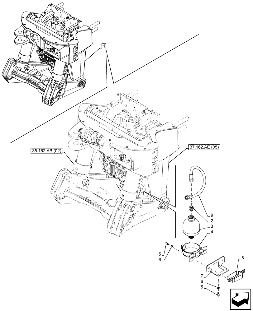 Схема запчастей Case IH PUMA 240 CVT - (35.160.AK[03]) - VAR - 758091, 758245 - 3 POINT HITCH, W/ FRONT PTO, ACCUMULATOR (35) - HYDRAULIC SYSTEMS