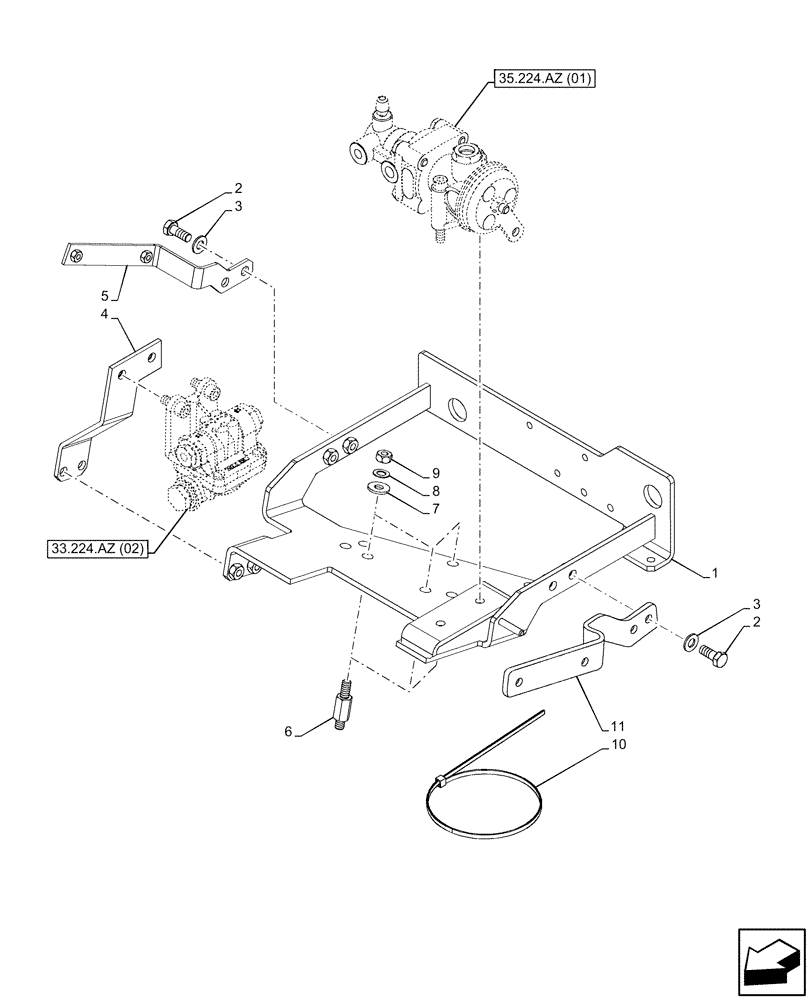 Схема запчастей Case IH PUMA 150 - (33.224.AZ[10]) - VAR - 758041, 758042 - PNEUMATIC TRAILER BRAKE, COVER, ITALY (33) - BRAKES & CONTROLS