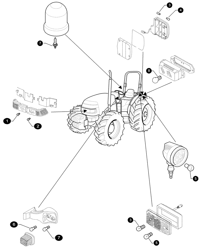 Схема запчастей Case IH FARMALL 75C - (0.05.4[04]) - MAINTENANCE PARTS - BULBS (00) - GENERAL