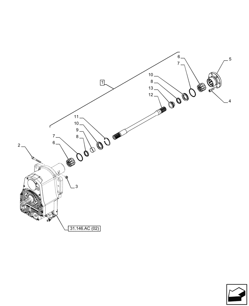 Схема запчастей Case IH PUMA 200 - (31.146.AA[01]) - VAR - 758091, 758093, 758245, 758247 - FRONT, 3 POINT HITCH, FRONT PTO, DRIVE SHAFT (31) - IMPLEMENT POWER TAKE OFF