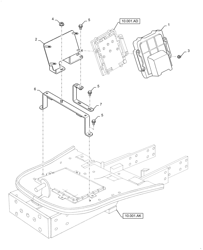 Схема запчастей Case IH FARMALL 30A - (55.512.BP[01]) - ECU BRACKET (55) - ELECTRICAL SYSTEMS