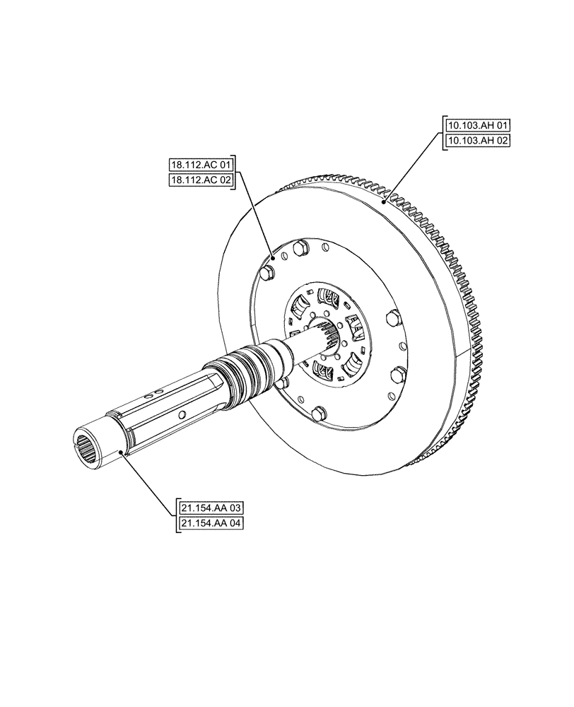 Схема запчастей Case IH FARMALL 130A - (00.000.18[02]) - PICTORIAL INDEX - FLYWHEEL, DAMPER (00) - GENERAL & PICTORIAL INDEX