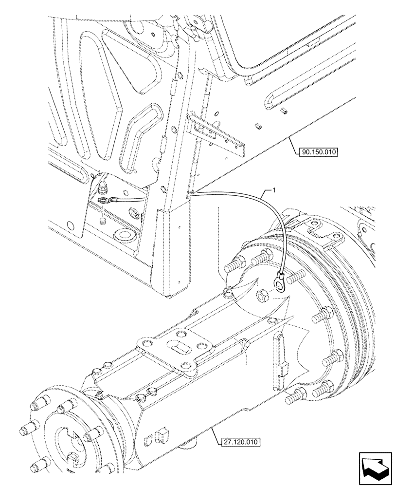 Схема запчастей Case IH FARMALL 110U - (55.100.020) - VAR - 334114, 334117, 334775, 334779, 334780, 390430 - GROUND CABLE (55) - ELECTRICAL SYSTEMS