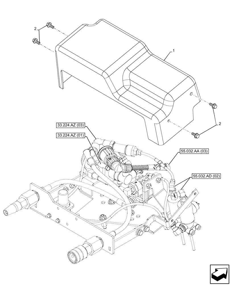 Схема запчастей Case IH PUMA 150 - (33.224.AZ[06]) - VAR - 758038, 758039, 758041, 758042, 758043, 758044 - PNEUMATIC TRAILER BRAKE, COVER (33) - BRAKES & CONTROLS