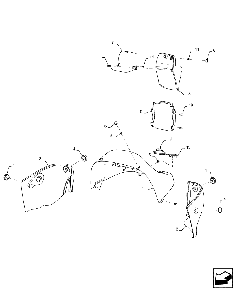Схема запчастей Case IH FARMALL 30A - (90.151.AF[01]) - CAB INTERIOR TRIM, FRONT CONSOLE (90) - PLATFORM, CAB, BODYWORK AND DECALS