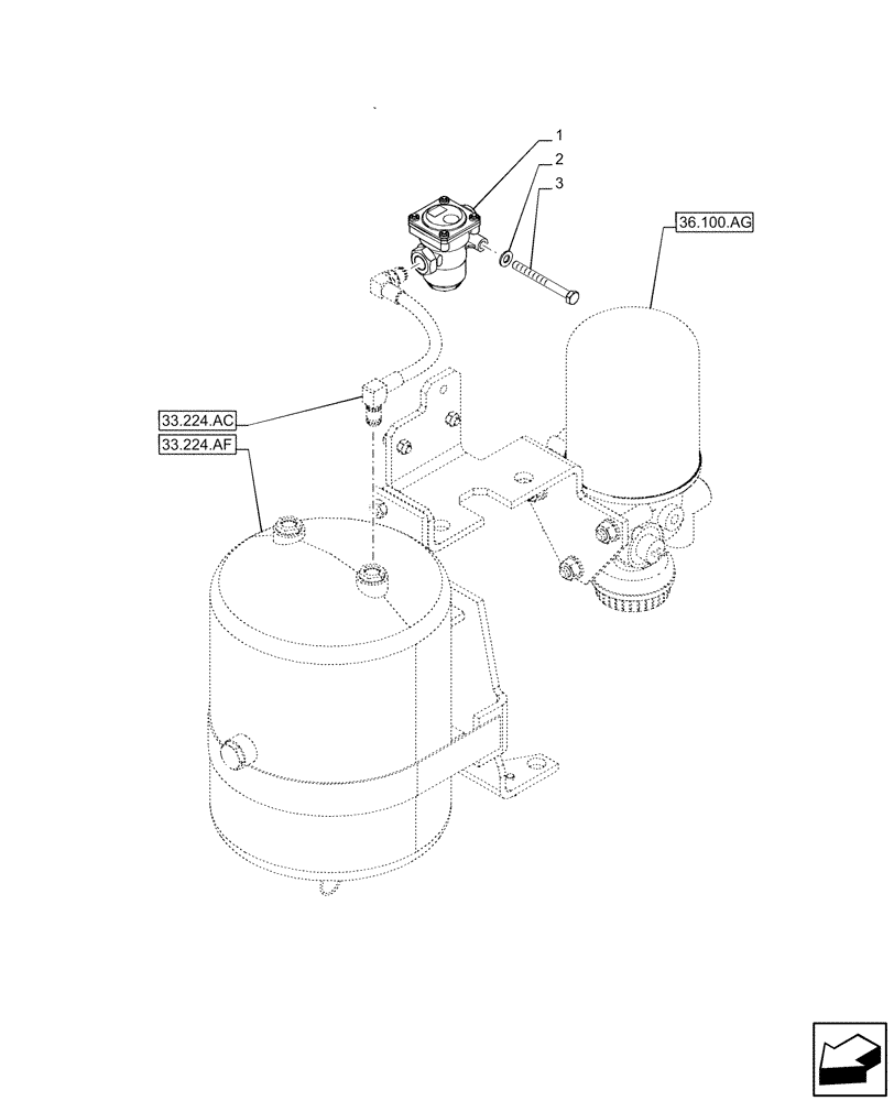 Схема запчастей Case IH PUMA 150 - (33.224.BC[01]) - VAR - 758038, 758039, 758041, 758042, 758043, 758044 - PNEUMATIC TRAILER BRAKE, VALVE (33) - BRAKES & CONTROLS