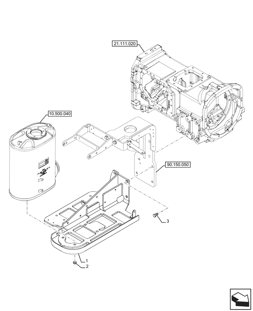 Схема запчастей Case IH FARMALL 120U - (90.118.020) - VAR - 334773, 391263 - BATTERY SUPPORT (90) - PLATFORM, CAB, BODYWORK AND DECALS