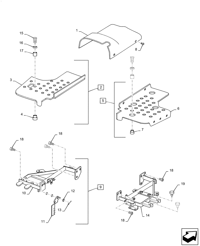 Схема запчастей Case IH FARMALL 30A - (90.118.AX[02]) - STEP AND MOUNT, RUBBER, HST (90) - PLATFORM, CAB, BODYWORK AND DECALS