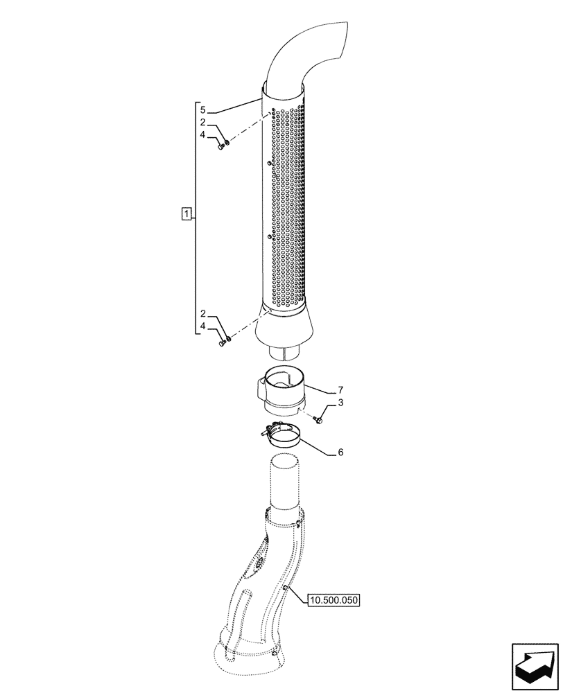 Схема запчастей Case IH FARMALL 110U - (10.254.010) - VAR - 334773, 391263 - VERTICAL EXHAUST (10) - ENGINE