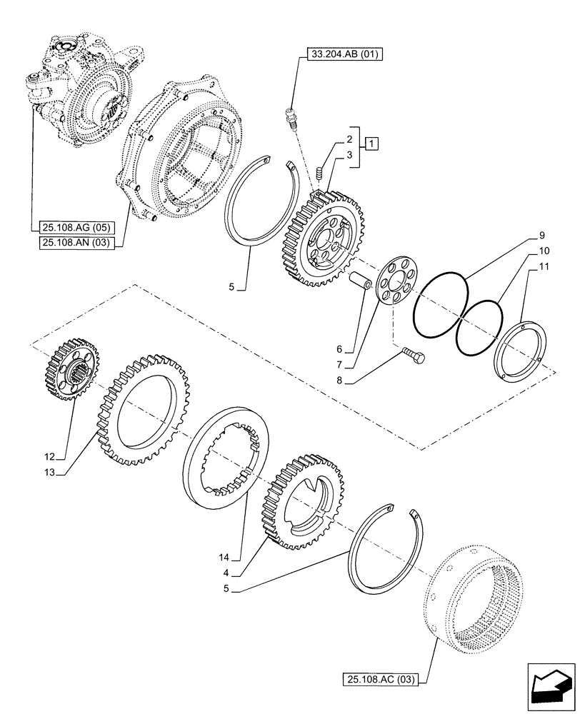 Схема запчастей Case IH PUMA 150 - (33.204.AD[01]) - VAR - 758046 - FRONT AXLE, SUSPENDED, BRAKES (33) - BRAKES & CONTROLS